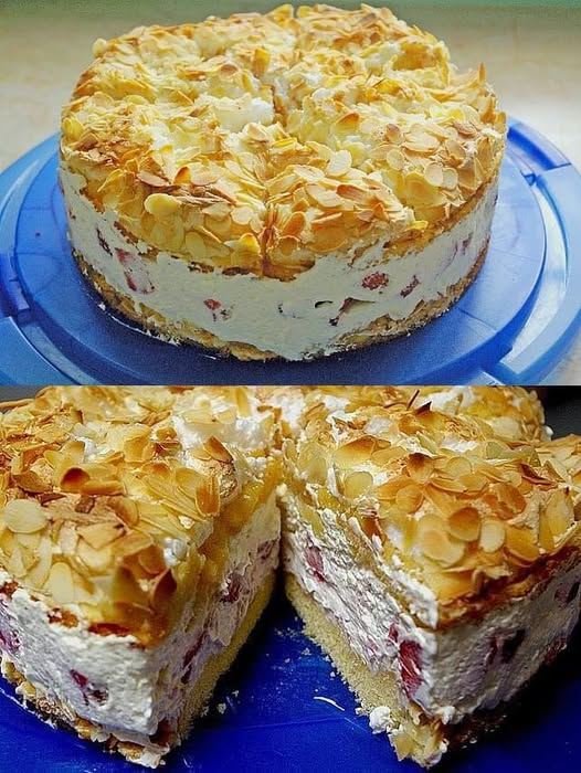 Torta de Chantilly com Morangos e Amêndoas